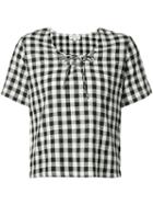 The Lady And The Sailor - Check Blouse - Women - Cotton/linen/flax - I, Black, Cotton/linen/flax