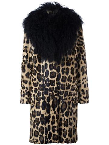 Sonia Rykiel Leopard Print Jacket, Women's, Size: 40, Black, Goat Fur/viscose/lamb Fur
