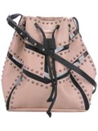 Diesel - Stud Detail Shoulder Bag - Women - Leather - One Size, Women's, Nude/neutrals, Leather