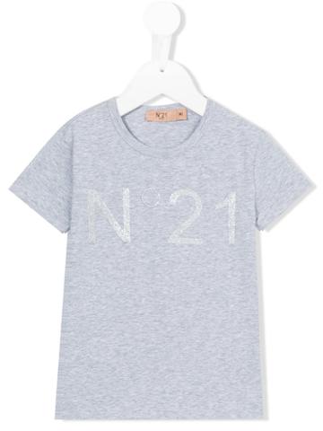 No21 Kids - Glitter Logo T-shirt - Kids - Cotton/spandex/elastane - 4 Yrs, Grey
