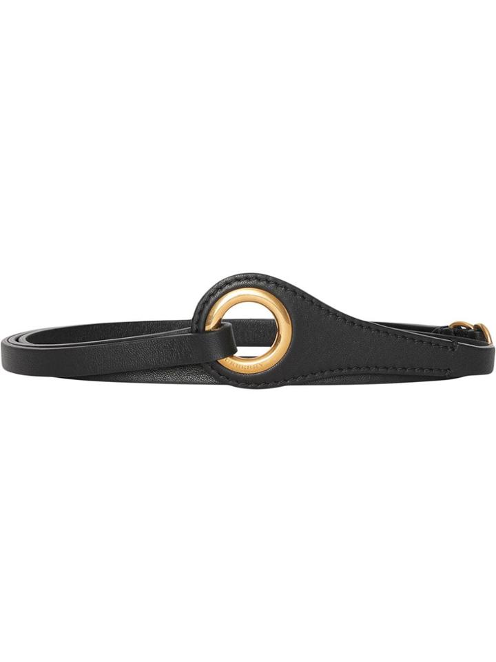 Burberry Grommet Detail Lambskin Belt - Black