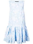 Rochas Textured Peplum Hem Dress - Blue