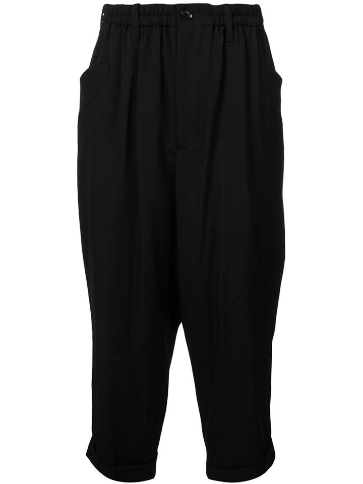 Yohji Yamamoto Cropped Trousers, Men's, Size: 3, Black, Cupro/wool