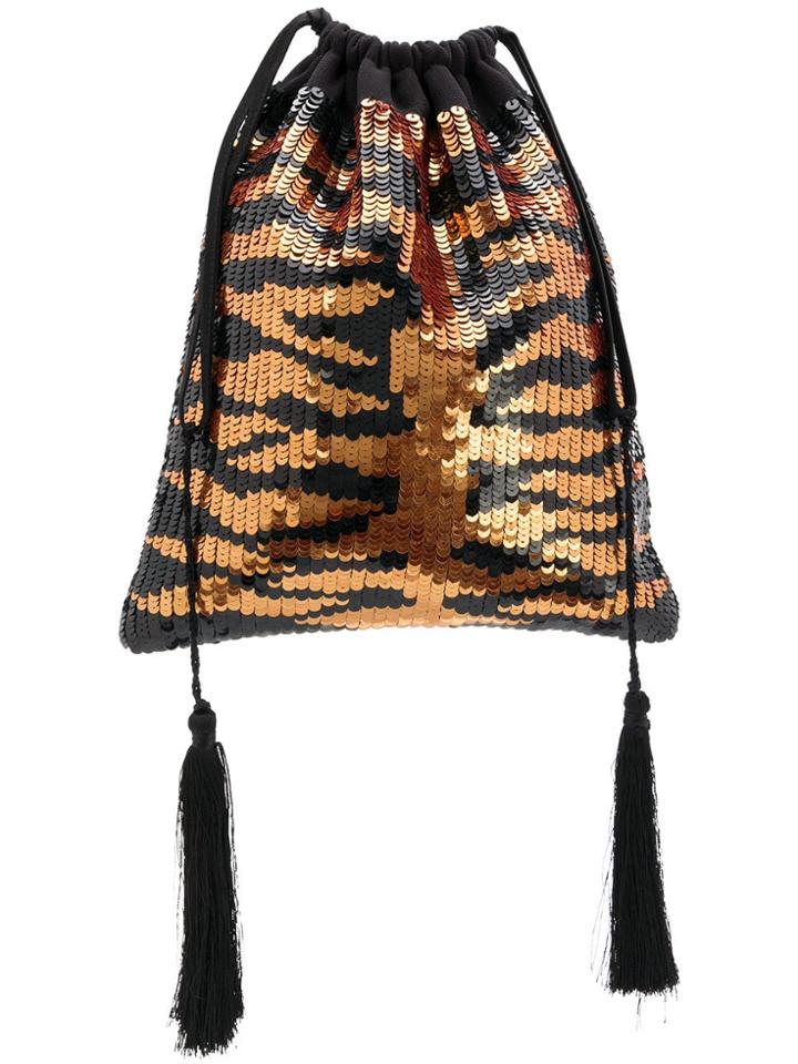 Attico Sequinned Pouch Bag - Black
