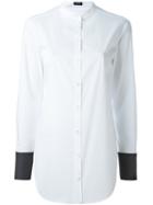 Jil Sander Navy Contrasting Cuffs Shirt, Women's, Size: 36, White, Cotton/spandex/elastane