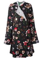 Ermanno Gallamini Floral Jacquard Coat, Women's, Size: Medium, Black, Cotton/polyester/virgin Wool/cashmere