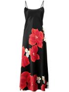 Natori Floral Print Flared Dress - Black
