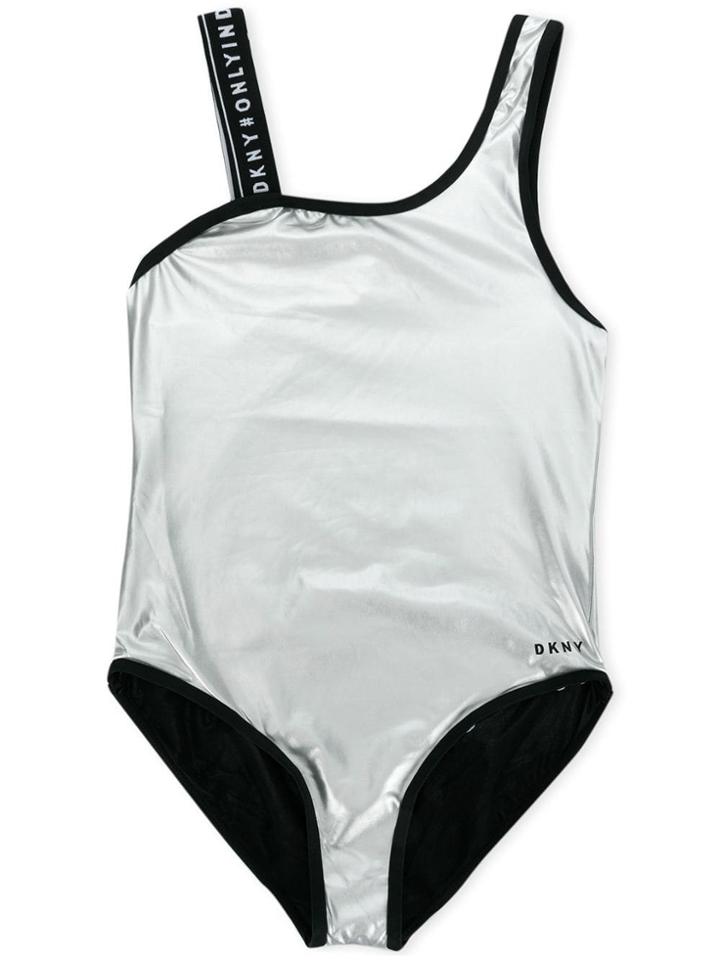 Dkny Kids Logo Strap Swimsuit - Silver