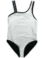 Dkny Kids Logo Strap Swimsuit - Silver