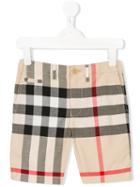 Burberry Kids - Checkered Shorts - Kids - Cotton - 8 Yrs, Nude/neutrals