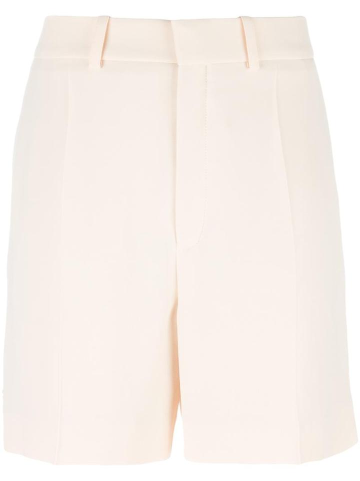 Chloé Embroidered Trim Tailored Shorts, Women's, Size: 34, Nude/neutrals, Acetate/viscose/silk