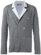 Cruciani Double-breasted Knit Blazer, Men's, Size: 52, Grey, Cashmere