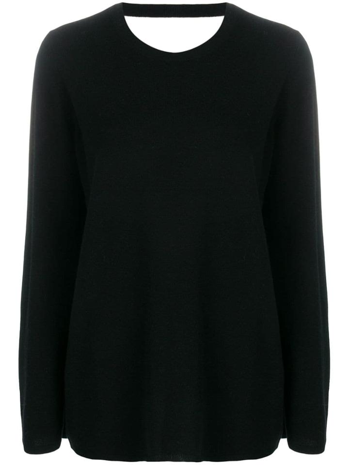 Allude Long-sleeve Fitted Sweater - Black