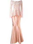 Martha Medeiros Maxi Dress And 'renascença' Lace Blouse, Women's, Size: 38, Pink/purple, Silk/cotton