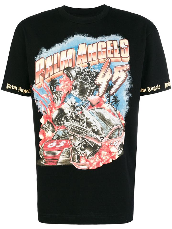 Palm Angels Graphic Print Logo T-shirt - Black
