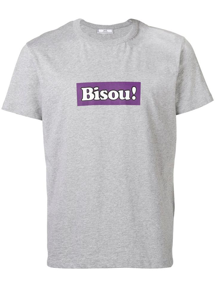 Ami Alexandre Mattiussi - Bisou! T-shirt - Men - Cotton - Xxl, Grey, Cotton