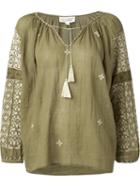 Nili Lotan Embroidered Sleeve Blouse, Women's, Size: Xs, Green, Cotton