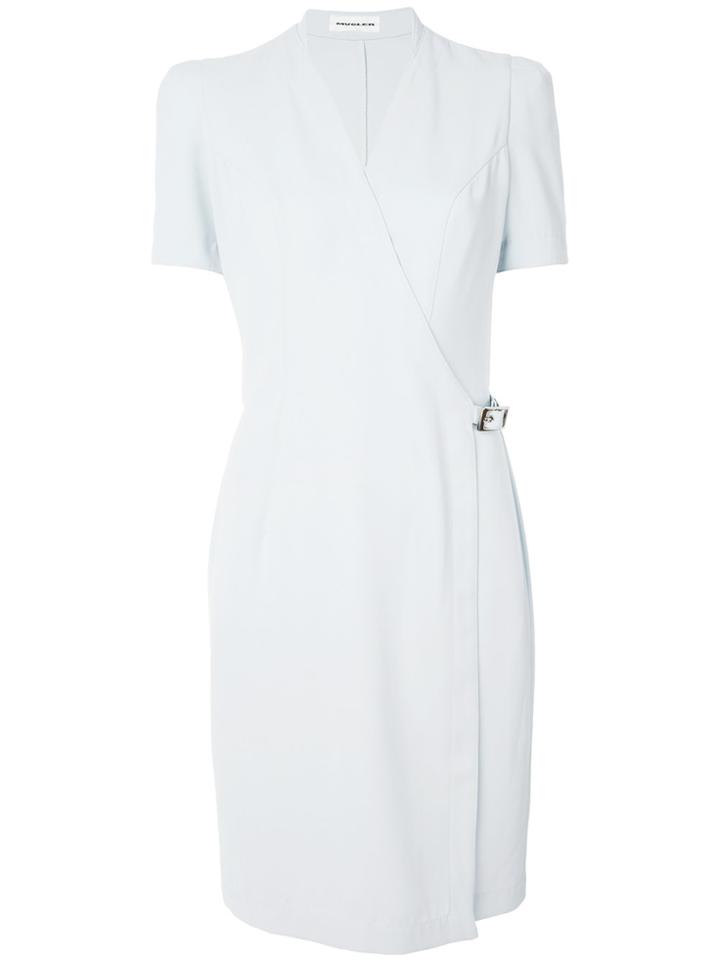 Thierry Mugler Vintage Buckle Fastening Wrap Dress - Blue