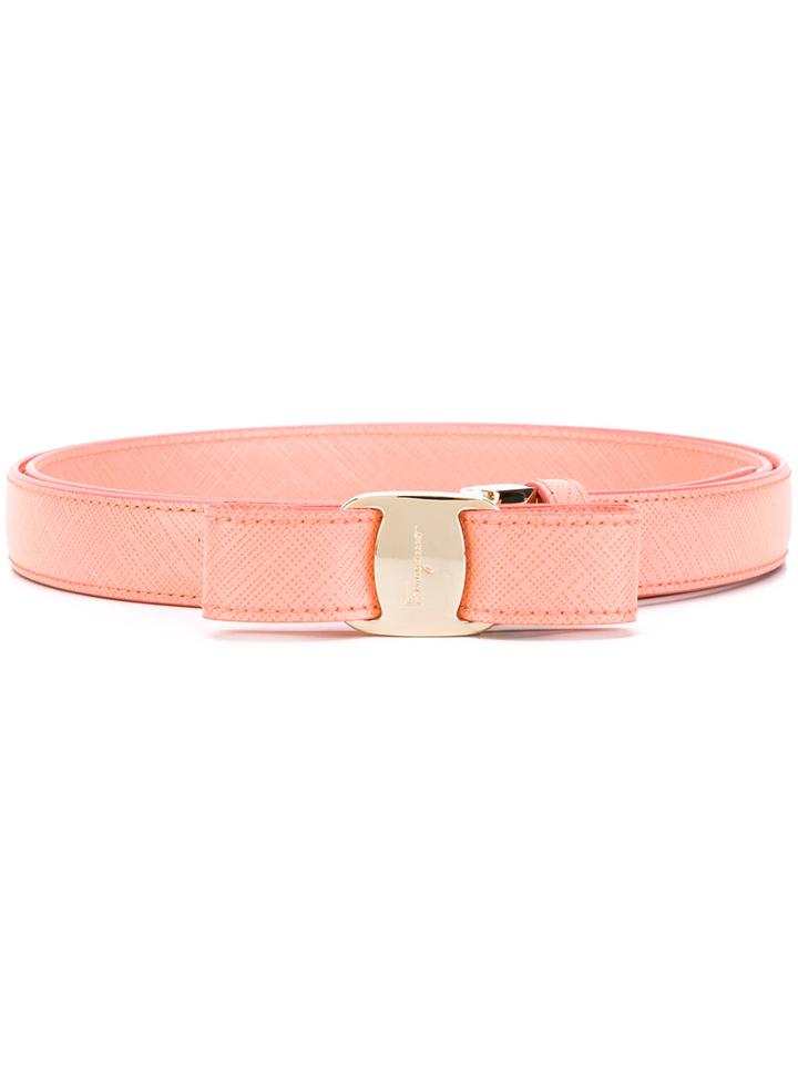 Salvatore Ferragamo - Vara Bow Belt - Women - Leather - 100, Nude/neutrals, Leather