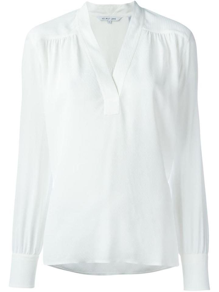 Helmut Lang V-neck Longsleeved Blouse, Women's, Size: Xs, White, Viscose