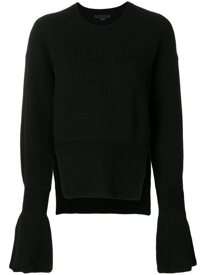 Alexander Wang Ribbed Bell Sleeve Sweater - Black