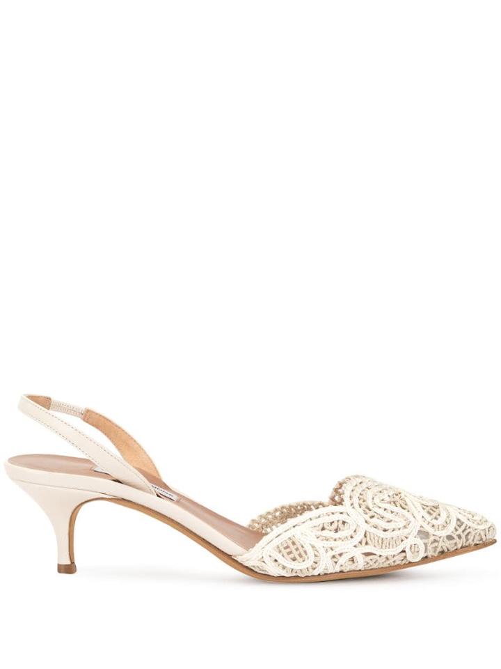 Tabitha Simmons Lace-deatil Pumps - White