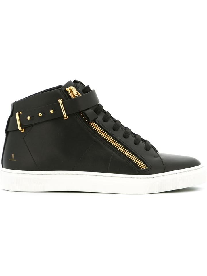 Louis Leeman Hi-top Sneakers, Men's, Size: 43, Black, Leather/rubber