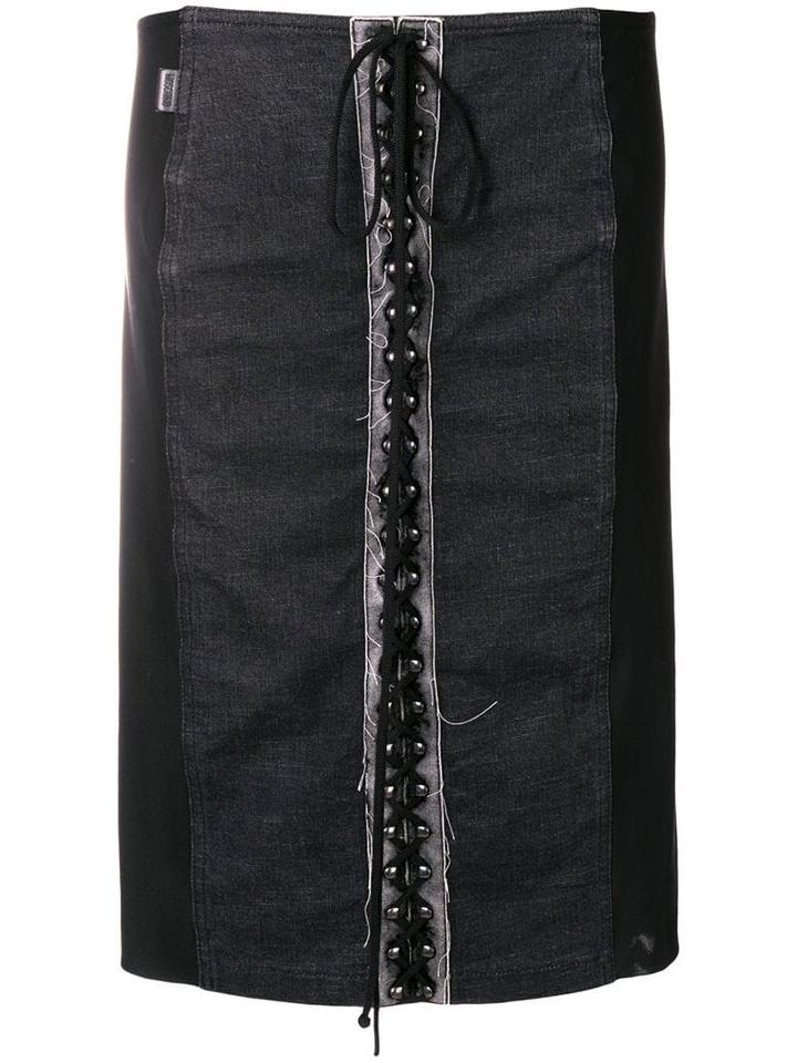 Moschino Pre-owned 1990's Lace-up Straight Skirt - Black