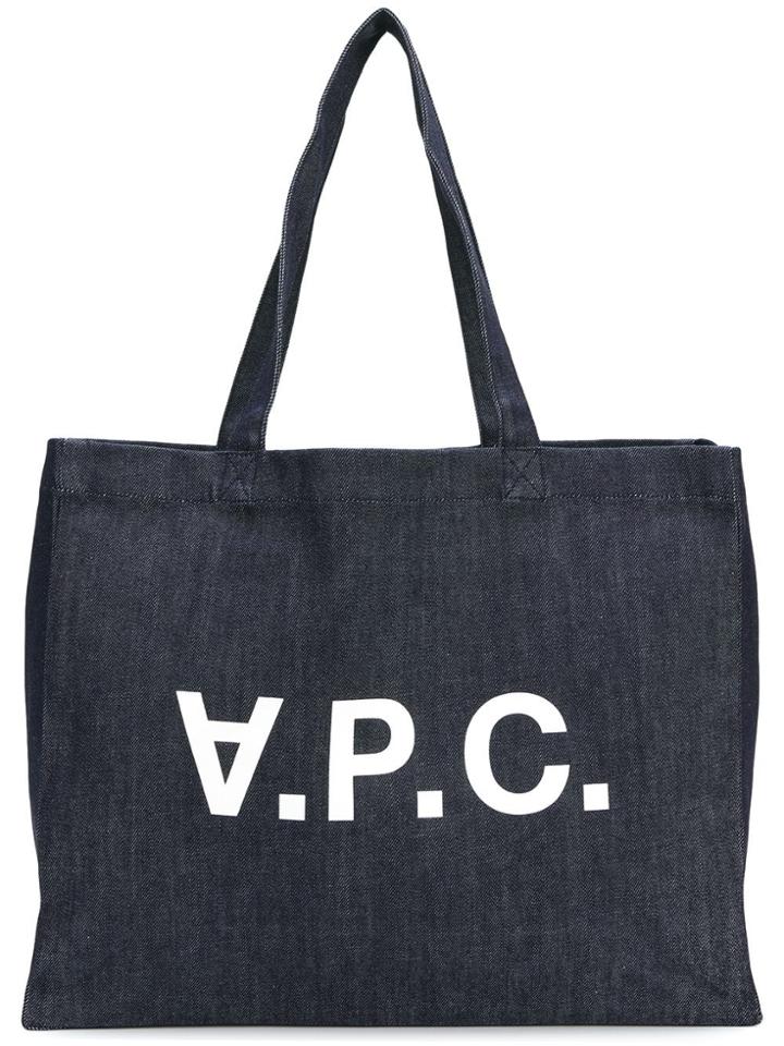 A.p.c. Logo Print Shopper Tote - Blue