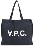 A.p.c. Logo Print Shopper Tote - Blue