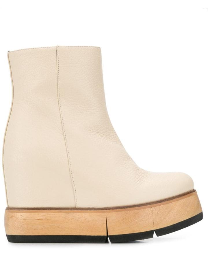 Paloma Barceló Side Zip Chunky Heel Boots - Neutrals