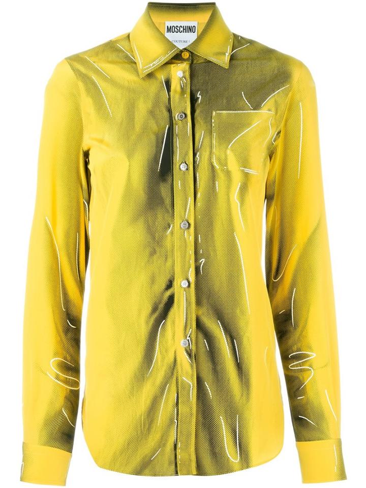 Moschino Trompe-l'ail Shirt, Women's, Size: 44, Yellow/orange, Silk