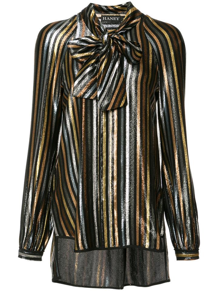 Haney Diane Pussy Bow Blouse, Women's, Size: 2, Black, Silk/polyester