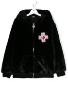 Gcds Kids Teen Patch Detail Hooded Jacket - Black
