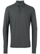 Zanone - Long Sleeve Polo Shirt - Men - Cotton - 54, Grey, Cotton