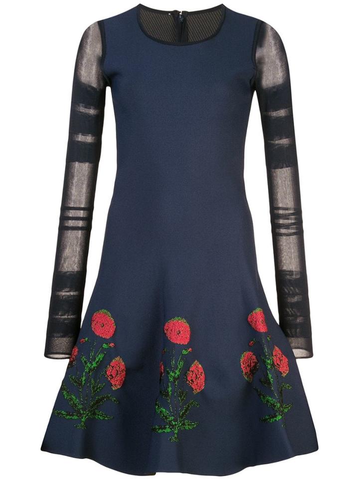 Oscar De La Renta Flower Detail Dress - Black