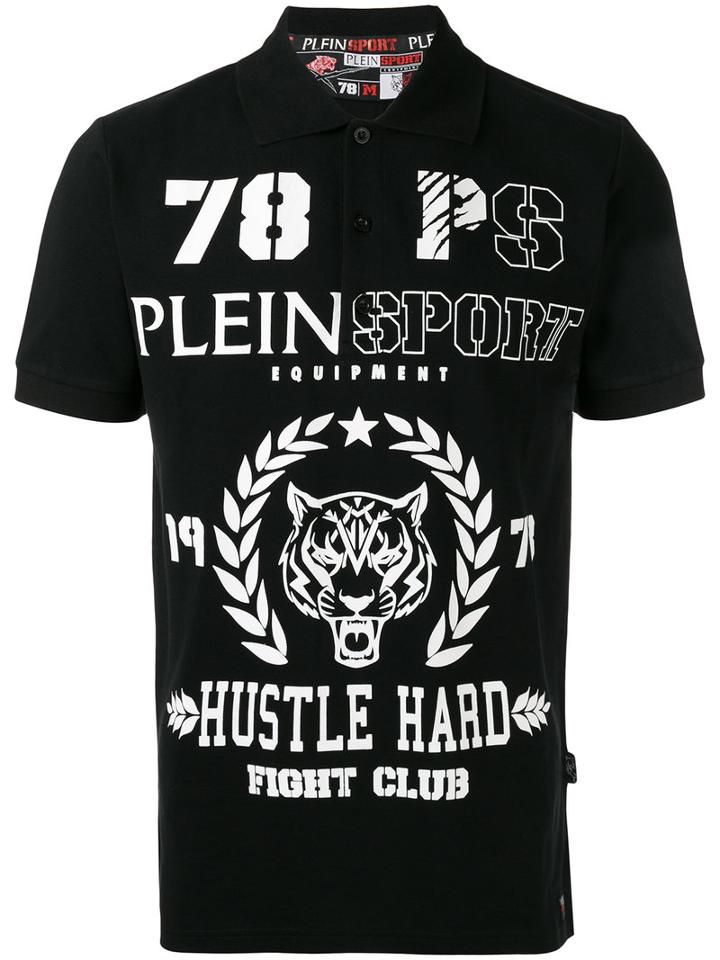 Plein Sport Logo Print Polo Shirt, Men's, Size: Small, Black, Cotton
