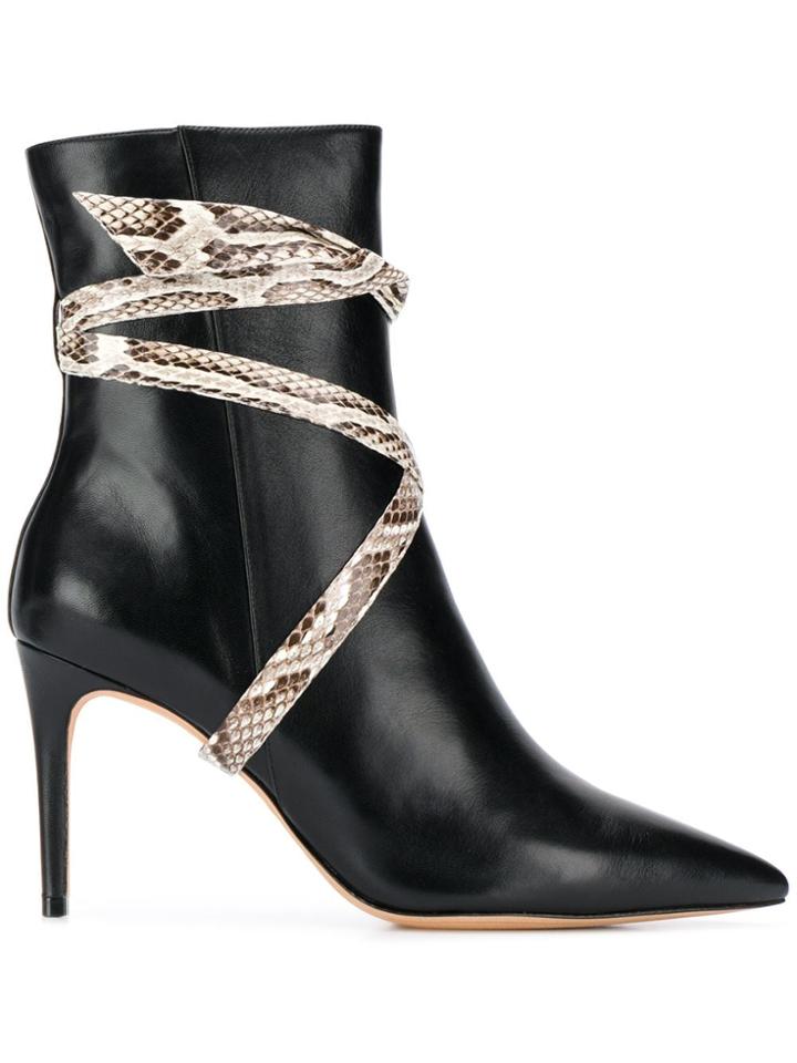 Alexandre Birman Snakeskin Effect Pointed Ankle Boots - Black