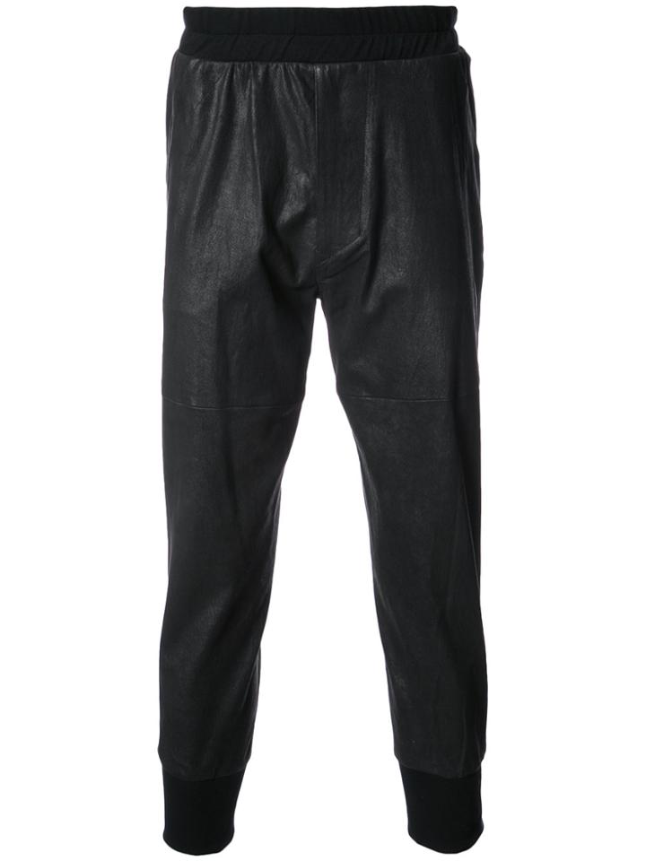 Julius Leather Track Pants - Black