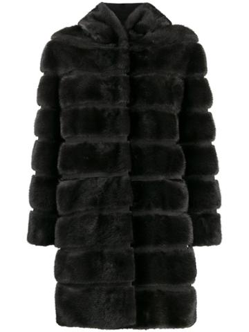 Simonetta Ravizza Hooded Adjustable Faux Fur Coat - Grey