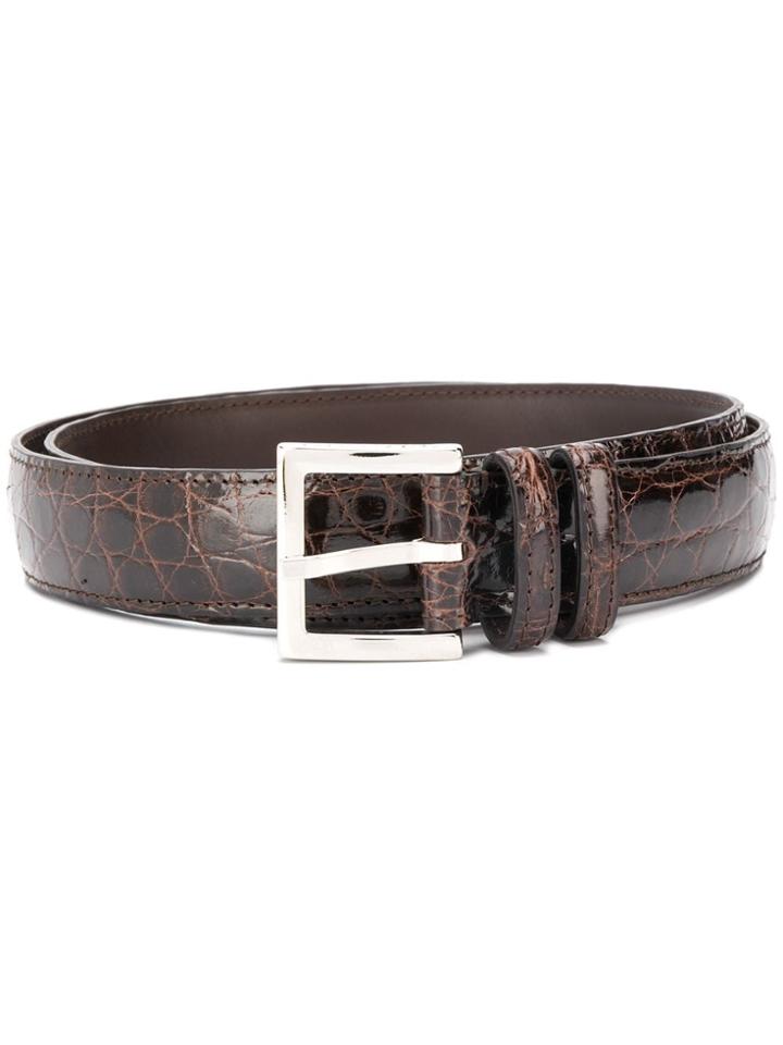 Orciani Caiman Leather Belt - Brown