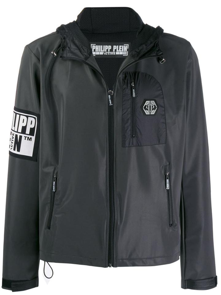 Philipp Plein Skull Logo Hooded Jacket - Black