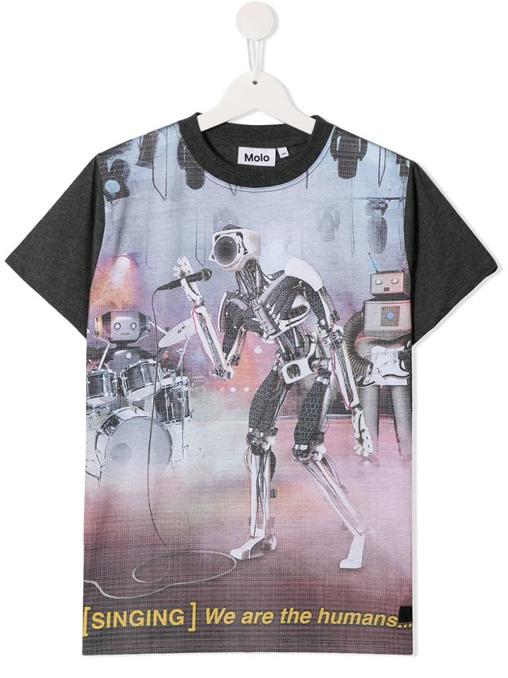 Molo Teen Robot Print T-shirt - Grey