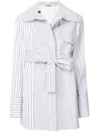 Jil Sander Striped Belted Coat - White
