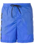 Msgm Logo Print Running Shorts, Men's, Size: 52, Blue, Polyamide