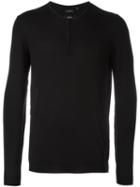 Boss Hugo Boss Concealed Neck Fastening Jumper, Men's, Size: Large, Black, Virgin Wool