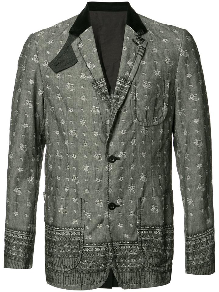 Sacai Patterned Jacket, Men's, Size: 1, Grey, Cotton/cupro