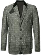 Sacai Patterned Jacket, Men's, Size: 1, Grey, Cotton/cupro