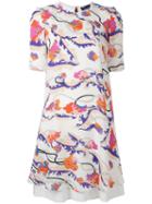 Emilio Pucci Short-sleeved Floral Print Dress, Women's, Size: 40, White, Silk/spandex/elastane/viscose