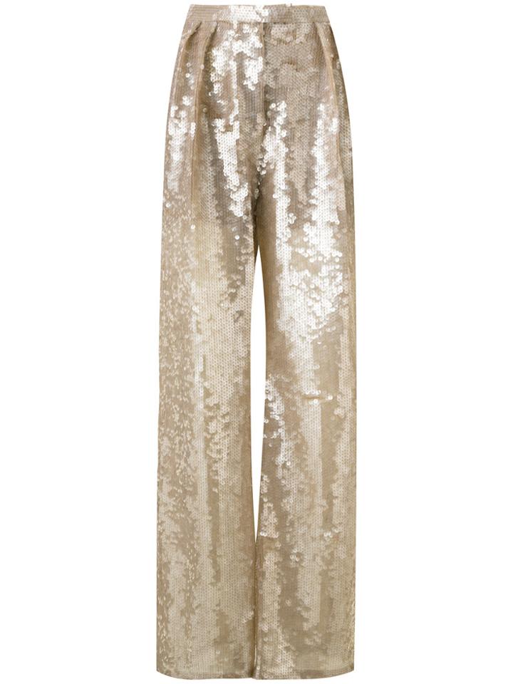 Alberta Ferretti Sequin Palazzo Pants - Nude & Neutrals
